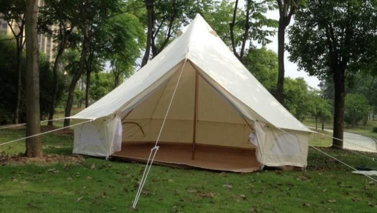 Single Layers White Outdoor Canvas Tent / Cotton Bell Tent For Hiking Equipment